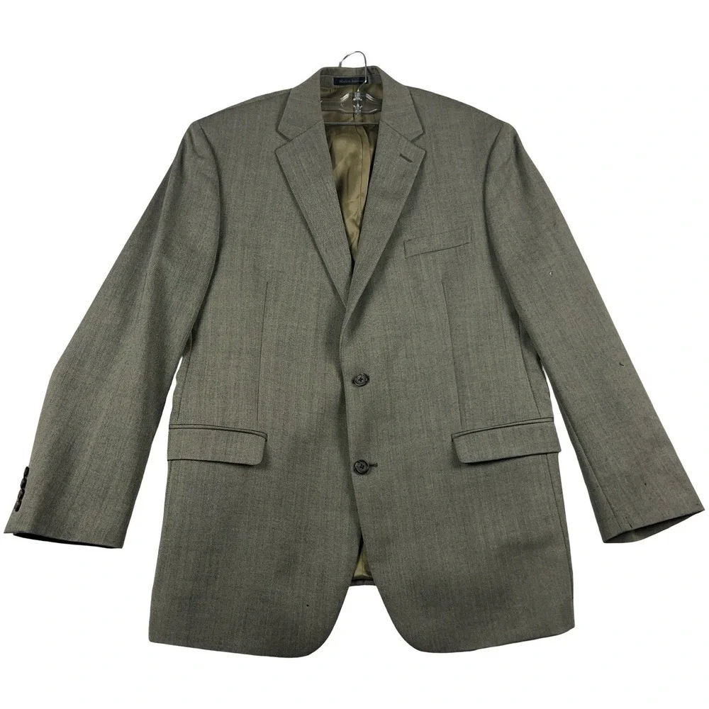 Lauren Ralph Lauren Sport Coat Mens 44L Brown Herringbone 100% Wool Blazer - Picture 1 of 13